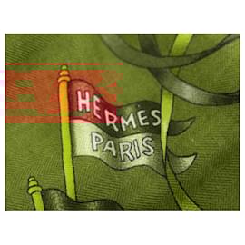 Hermès-Square shawl140 Lunapark in Kashmir-Brown,Red,Orange