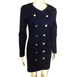 Chanel-CHANEL  Coats T.fr 34 cotton-Navy blue