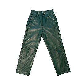 Pantalon Christian Dior en cuir vert S Autre
