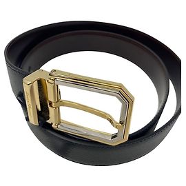 Salvatore Ferragamo VERSTELLBARER SCHWARZER GANCINI-GÜRTEL Schwarz Silber Hardware Gold hardware