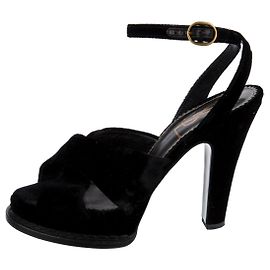 Yves Saint Laurent Sandali da sera YSL Rive Gauche in velluto nero Nero