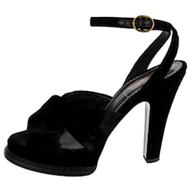 Yves Saint Laurent-YSL Rive Gauche black velvet evening sandals-Black