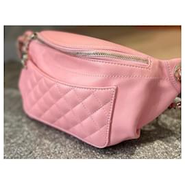 Chanel-Chanel 2019 Bi Classic Quilted Pink Lambskin banana belt waist bag-Pink