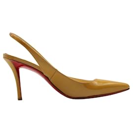 Christian Louboutin-Mustard Yellow Patent LEather Slingback Heels-Yellow