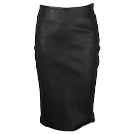 Diane Von Furstenberg-black leather pencil skirt-Black