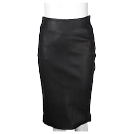 Diane Von Furstenberg-black leather pencil skirt-Black