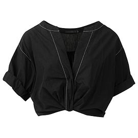 Donna Karan Top recortado com decote profundo e torção Preto