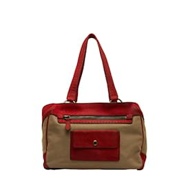 Prada-Prada Canvas & Leather Handbag Canvas Handbag in Good condition-Brown