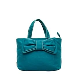 Prada-Handtasche mit Tessuto-Schleife 1BA084-Blau