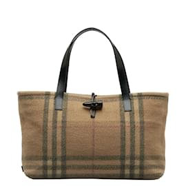 Burberry-House Check Wool Handbag-Brown