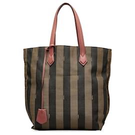Fendi-Fendi Brown Pequin Canvas Tote Bag-Brown,Other