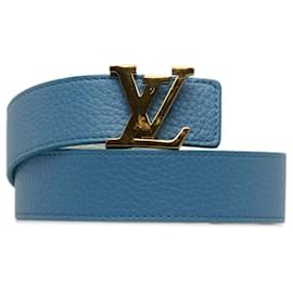 Louis Vuitton-Louis Vuitton Blue LV Initiales Leather Belt-Blue