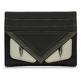 Fendi-Fendi Black Monster Leather Card Holder-Black