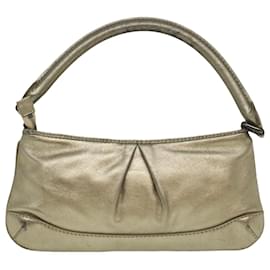 Burberry-BURBERRY Shoulder Bag Leather Gold Auth bs3699-Metallic