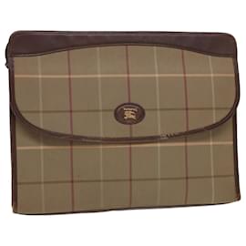 Burberry-Burberrys Pochette Nova Check Nylon Beige Auth bs4852-Marrone