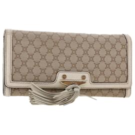 Céline-CELINE Macadam Canvas Long Wallet Leather Beige Auth kk176-Brown