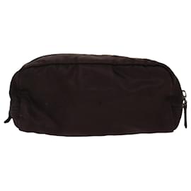 Prada-PRADA Pouch Nylon Dark Brown Auth 39625-Brown