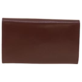 Cartier-CARTIER Clutch Bag Leather Wine Red Auth 35722-Red