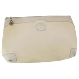 Gucci-GUCCI Micro GG Canvas Clutch Bag White 014.904.0597 Auth FM1931-White