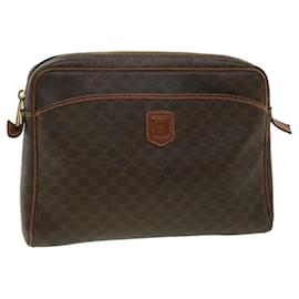Céline-CELINE Macadam Canvas Clutch Bag PVC Leather Brown Auth ar8568-Brown