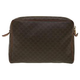 Céline-CELINE Macadam Canvas Clutch Bag PVC Leather Brown Auth ar8568-Brown
