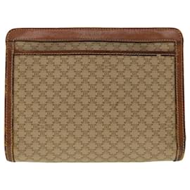 Céline-CELINE Macadam Canvas Clutch Bag Beige Auth ny235-Brown