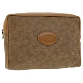 Céline-CELINE C Macadam Canvas Clutch Bag Beige Auth bs5459-Brown