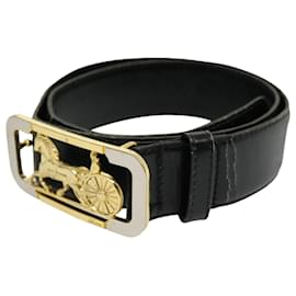 Céline-CELINE Horse Carriage Belt Black Auth rd2136-Black