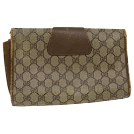 Autre Marque-GUCCI Web Sherry Line GG Canvas Clutch Bag Beige Red Green Auth yt864-Brown