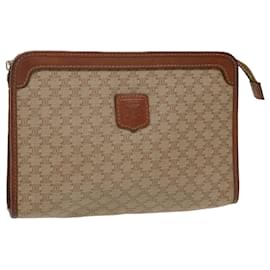 Céline-CELINE Macadam Canvas Clutch Bag PVC Leather Beige Auth im411-Brown