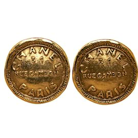 Chanel-31 Rue Cambon Round Clip On Earrings-Golden