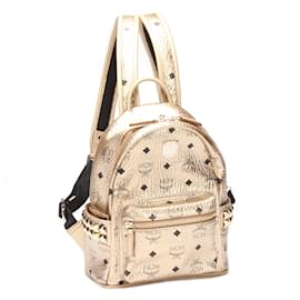 MCM-MCM Visetos Stark Backpack Leather Backpack in Good condition-Golden
