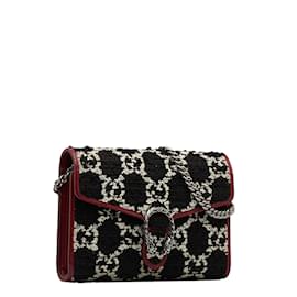 Gucci-Gucci GG Tweed Dionysus Wallet On Chain Canvas Crossbody Bag 401231 in Good condition-Black