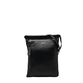 Yves Saint Laurent-Sac bandoulière plat en cuir 581697-Noir