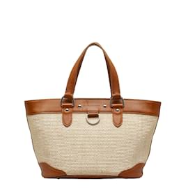 Burberry-Burberry Raffia & Leather Tote Bag Natural Material Tote Bag in Good condition-Brown