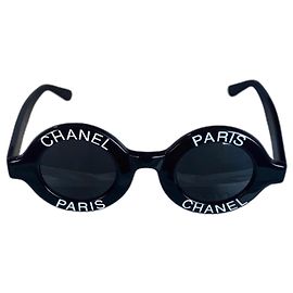 Chanel Round Black Acetate Sunglasses Black