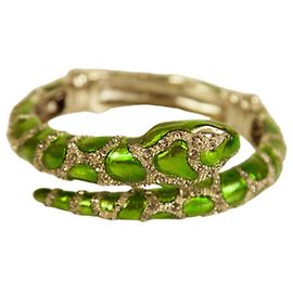 KENNETH JAY LANE Bracciale con cristalli di strass serpente in argento e verde Verde