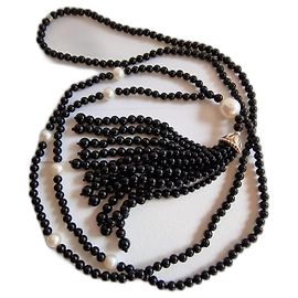 Collar Tiffany & Co Ziegfeld ónix perlas plata Negro Plata Blanco