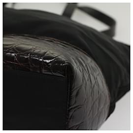 Prada-PRADA Bolso de Hombro Nylon Cuero Negro Auth bs8177-Negro