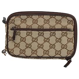 Gucci-GUCCI GG Canvas Umhängetasche Beige 124616 Auth ki3447-Beige