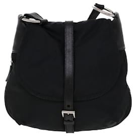 Prada-PRADA Shoulder Bag Nylon Leather Black Auth ac2158-Black
