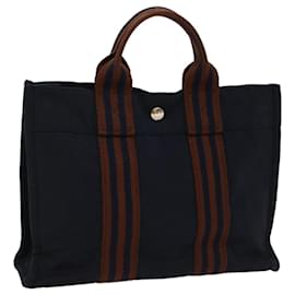 Hermès-HERMES cabas PM Tote Bag Canvas Navy Auth bs8213-Bleu Marine