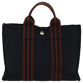 Hermès-HERMES cabas PM Tote Bag Canvas Navy Auth bs8213-Bleu Marine