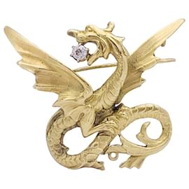 inconnue-Old brooch "Chimera", YELLOW GOLD AND DIAMOND.-Other
