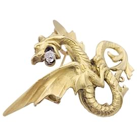 inconnue-Old brooch "Chimera", YELLOW GOLD AND DIAMOND.-Other