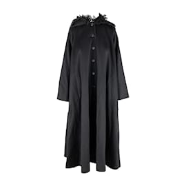 Saint Laurent-Manteau cape à capuche vintage Yves Saint Laurent-Noir