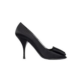 Décolleté aperte in raso nero Prada Nero
