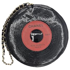 Chanel-Bolso cd chanel vintage-Negro,Roja