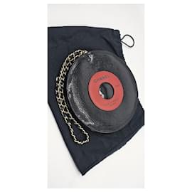 Chanel-vintage chanel cd bag-Black,Red
