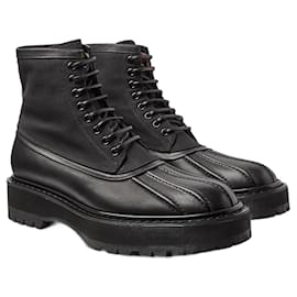Givenchy-GIVENCHY Boots Camden lacets cuir et toile noires BE T44 IT-Noir